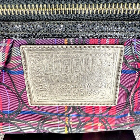 Coach Poppy Tartan Clutch - Purple Canvas w/ Glitter CC Logo - Picture 3 of 7